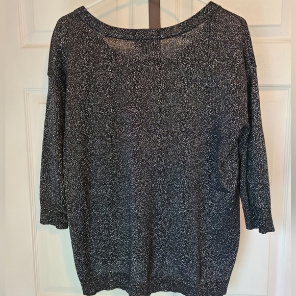 (1361) A New Approach (ANA) Woman's Crewneck Metallic Blouse, Small, Black - Picture 9 of 12